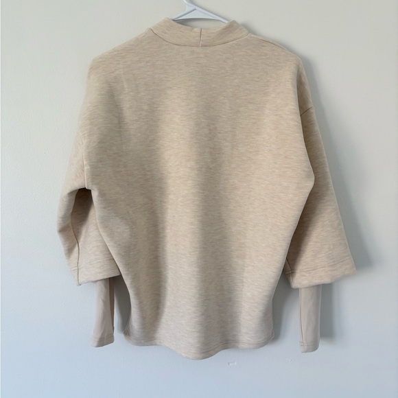 OGL NEW Heather Beige FuzzLuxe Mockneck Sleeve Warmer Top Size Medium - Picture 9 of 9